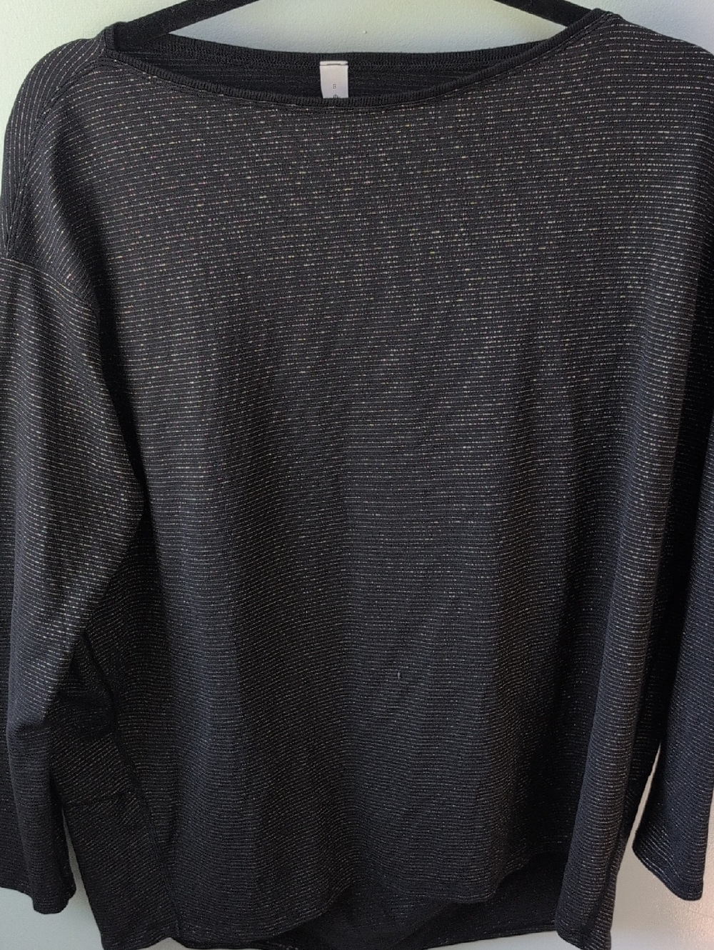 Lululemon Women's Black And Gold Metallic-Thread Crewneck Sweater